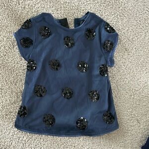 Autograph girls Navy with black polka dots dress shirt
